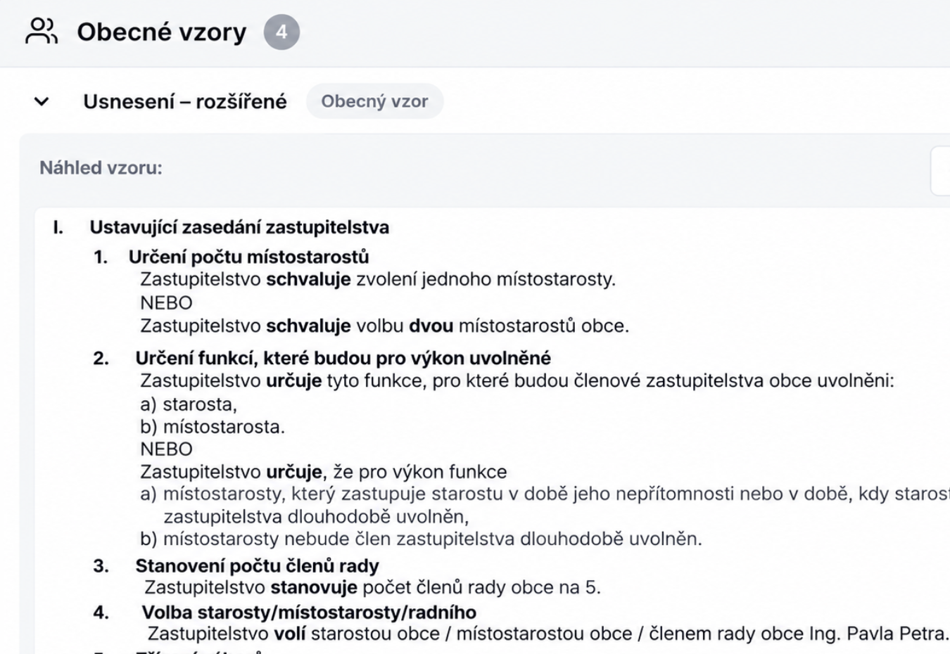 Vzorová usnesení & legislativa